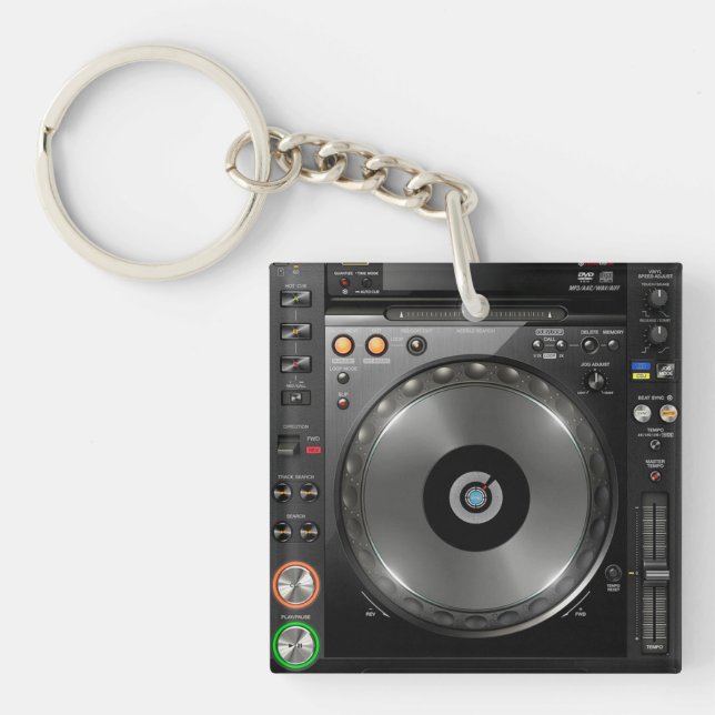 DJ turntable mix desk keychain (Front)