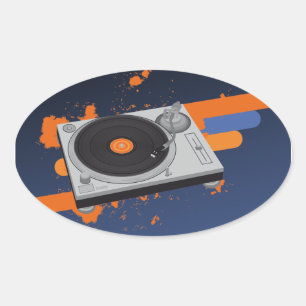 DJ Turntable Oval Sticker