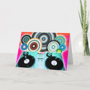 DJ Turntable with Vinyl - Pop Art Card