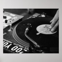 DJ Vinyl Black and White Poster edit for size/cost