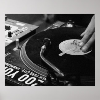DJ Vinyl Black and White Poster edit for size/cost