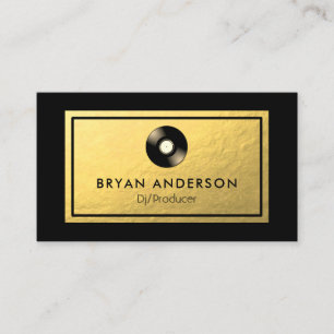 DJ vinyle record - Faux Gold Foil Carte de visite