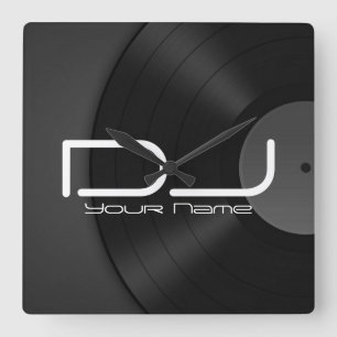 Dj Wall Clock with Vinyl Background