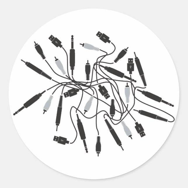 DJ Wires Classic Round Sticker (Front)