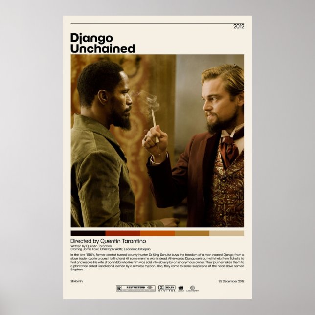 Django Unchained  Quentin Tarantino Minimalist Mov Poster (Front)