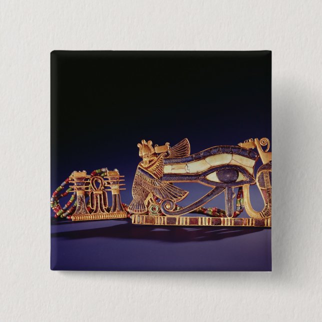 Djed pillar pectoral and wedjet eye pectoral 2 inch square button (Front)