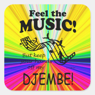 Djembe Feel The Music Square Sticker