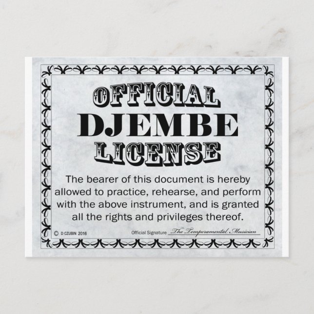 Djembe License Postcard (Front)