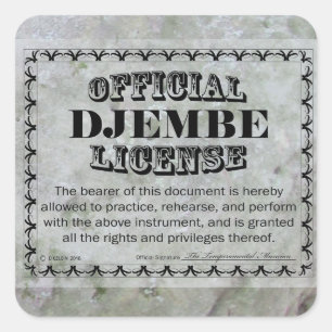Djembe License Square Sticker