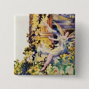 Djer Kiss Parisian Perfume Fairies 2 Inch Square Button
