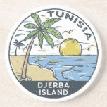 Djerba Tunisia Vintage Emblem Coaster<br><div class="desc">Djerba vector art design. Djerba,  an island off the coast of Tunisia,  is known for Mediterranean beaches.</div>