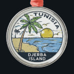 Djerba Tunisia Vintage Emblem Metal Ornament<br><div class="desc">Djerba vector art design. Djerba,  an island off the coast of Tunisia,  is known for Mediterranean beaches.</div>