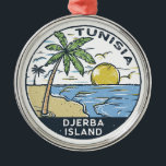 Djerba Tunisia Vintage Emblem Metal Ornament<br><div class="desc">Djerba vector art design. Djerba,  an island off the coast of Tunisia,  is known for Mediterranean beaches.</div>