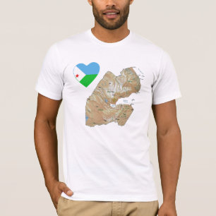 Djibouti Drapeau Coeur et carte T-shirt