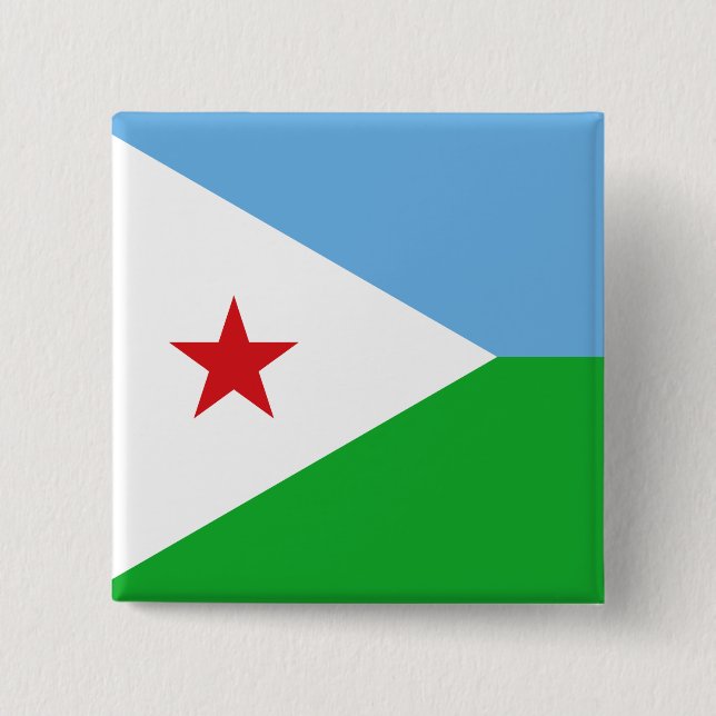Djibouti Flag 2 Inch Square Button (Front)