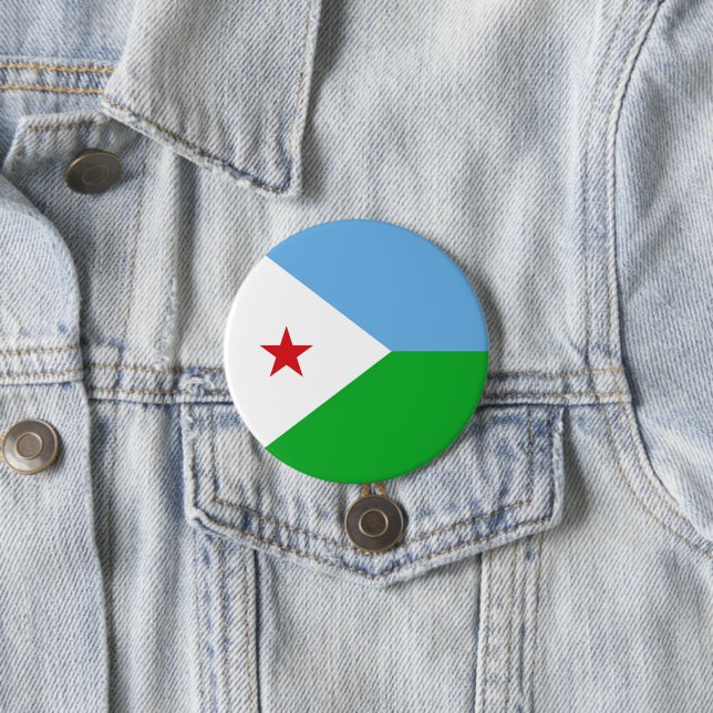 Djibouti flag 3 inch round button (In Situ)