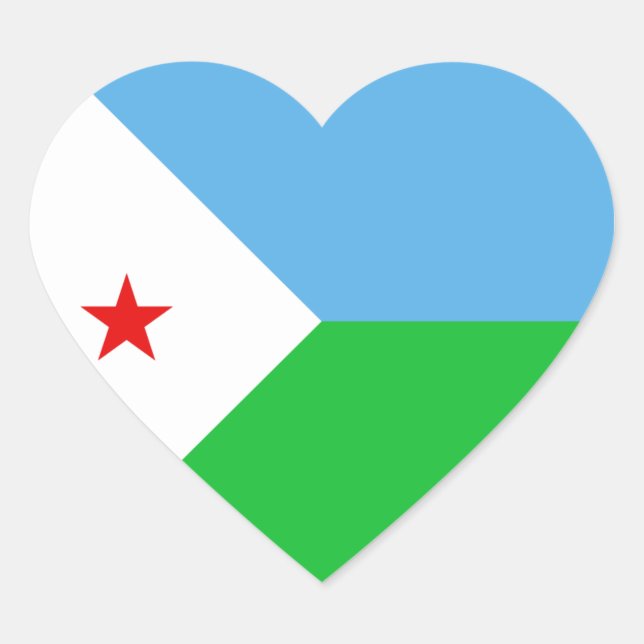 Djibouti Flag Heart Sticker (Front)