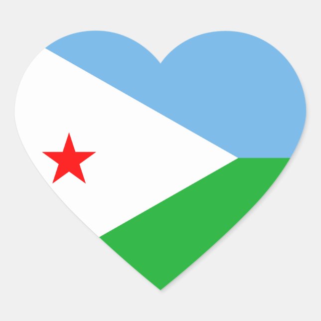 Djibouti Flag Heart Sticker (Front)