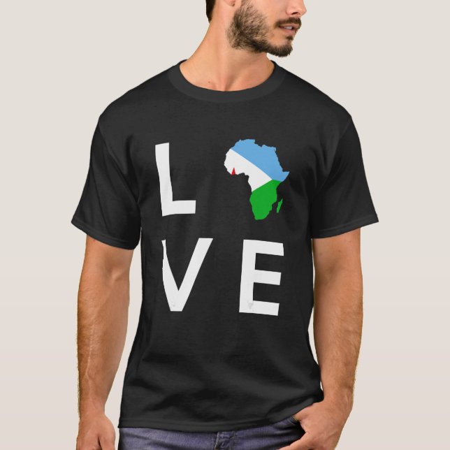 Djibouti Flag Love Africa Continent Silhouette Dji T-Shirt (Front)