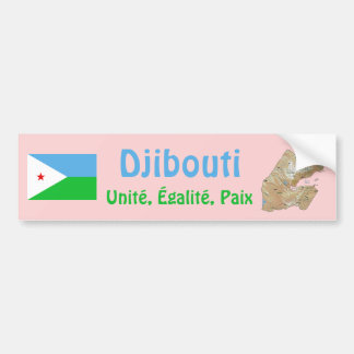Djibouti Flag + Map Bumper Sticker
