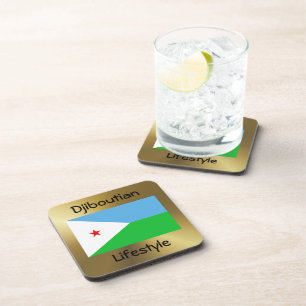 Djibouti Flag+Text Coaster
