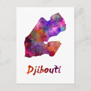 Djibouti in watercolor postcard