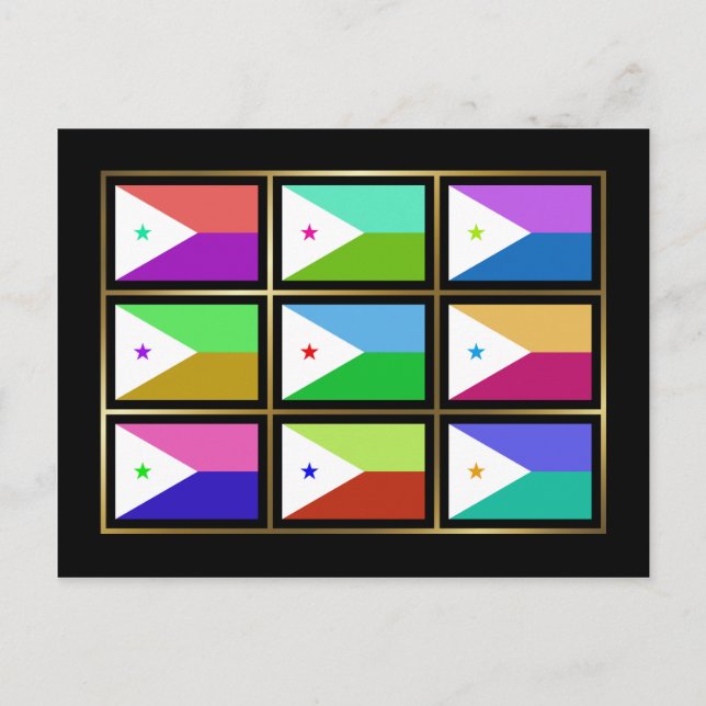 Djibouti Multihue Flags Postcard (Front)