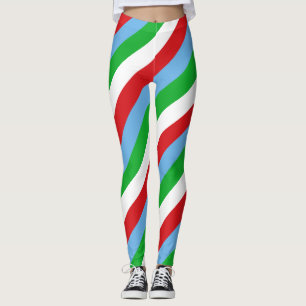 Djibouti National Flag Colours Diagonal Striped Leggings