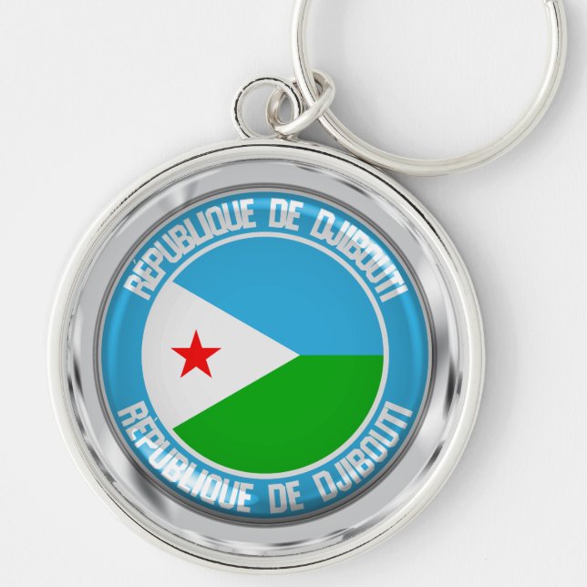 Djibouti Round Emblem Keychain (Front)