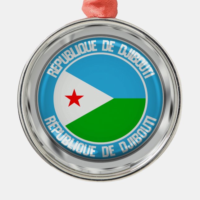 Djibouti Round Emblem Metal Ornament (Front)