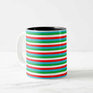 Djibouti Uzbekistan Equatorial Guinea flag stripes Two-Tone Coffee Mug