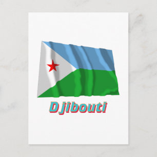 Djibouti Waving Flag with Name Postcard