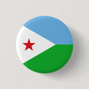 Djiboutian Flag, Flag of Djibouti 1 Inch Round Button