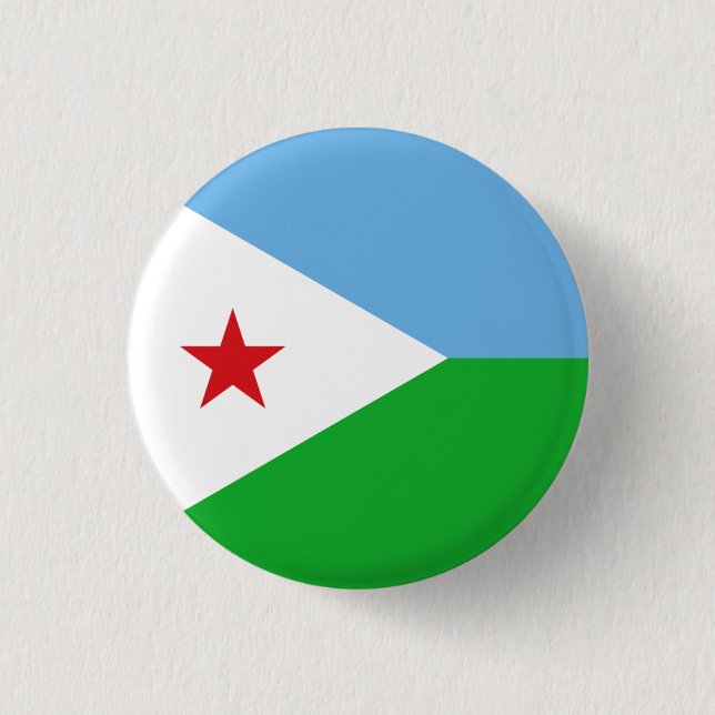 Djiboutian Flag, Flag of Djibouti  1 Inch Round Button (Front)