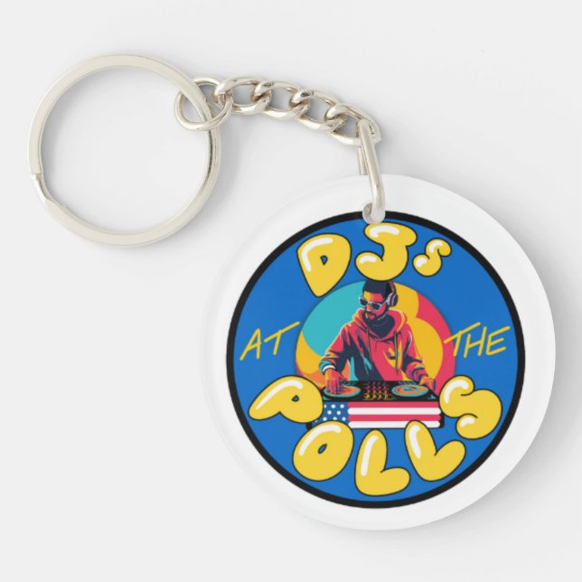 DJs at the Polls Round Keychain (Front)