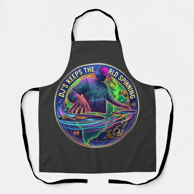 Dj's Keep The World Spinning Apron (Front)