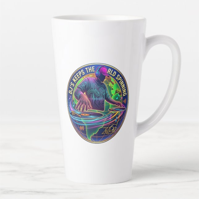 Dj's Keep The World Spinning Latte Mug (Right)
