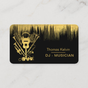 DJs Music Instruments Event Organizer Gold  Business Card