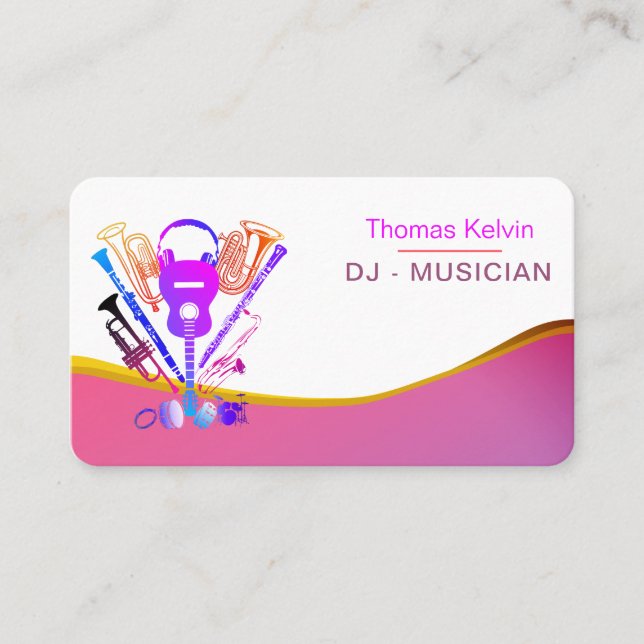 DJs Music Instruments Event Organizer Rainbow Business Card (Front)