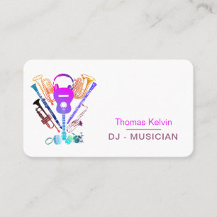 DJs Music Instruments Event Organizer Rainbow Business Card