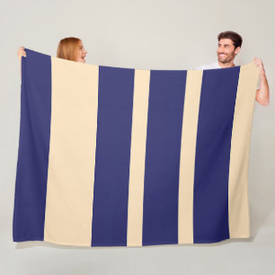 Dk Blue + Cream Broad Band Stripes Fleece Blanket