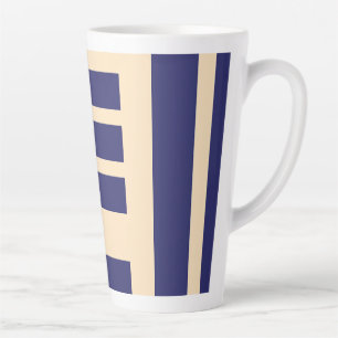 Dk Blue + Cream Stripes Latte Mug
