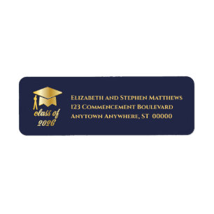 Dk Blue   Gold Class of 2026 Graduation Cap Label