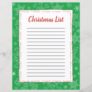 Dk Green Snowflake Christmas BG Santa Wish List