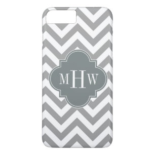 Dk Grey Lg Chevron Charcoal Quatrefoil 3 Monogram Case-Mate iPhone Case