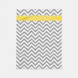 Dk Grey White LG Chevron Pineapple Name Monogram Fleece Blanket