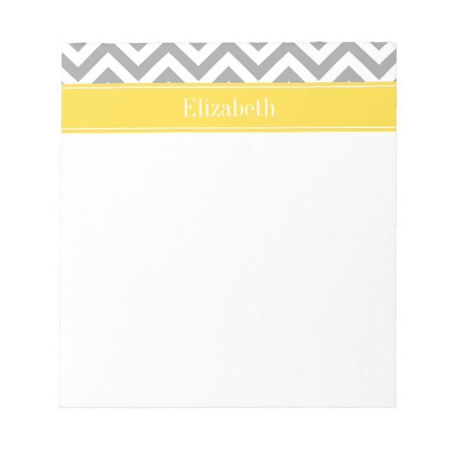 Dk Grey White LG Chevron Pineapple Name Monogram Notepad (Front)