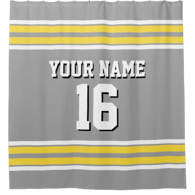 Dk Grey with Yellow White Stripes Sports Jersey (Front)
