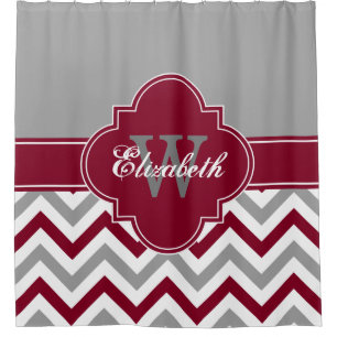 Dk Grey Wt Burgundy LG Chevron 1ICBR Name Monogram