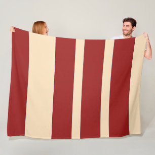 Dk Red + Cream Broad Stripes Fleece Blanket